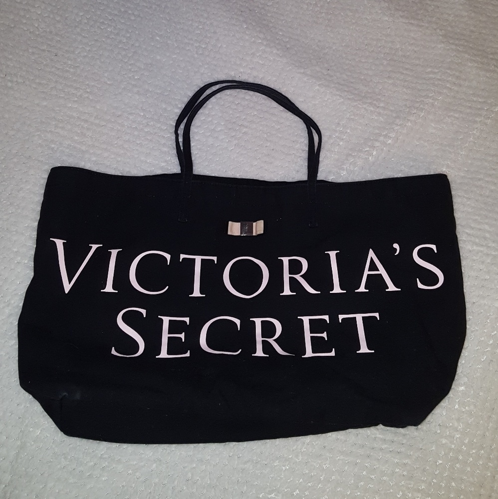 Victoria's Secret Black and Pink tote bag